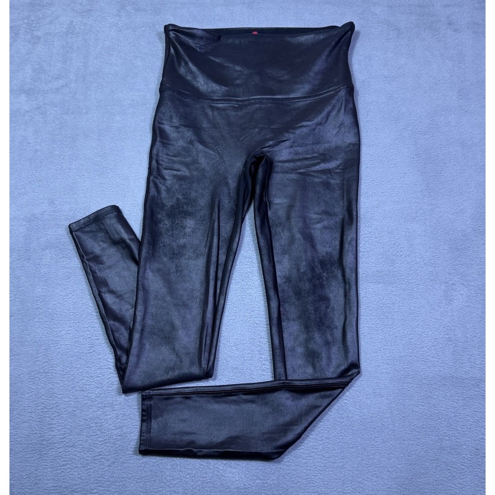 Spanx Leggings Womens L Textured Black Skinny Pullon Stretch Yoga Athleisure
